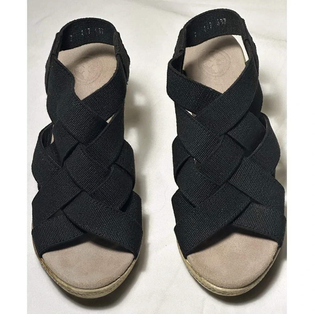 Charleston Shoes Company Ravanel Women's Wedge Sandal Espadrille, Size 7 Black